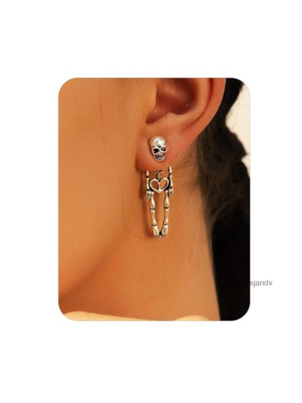 2 Pc Gothic Skull Dangle Earrings Alloy Halloween Party Jewelry Set